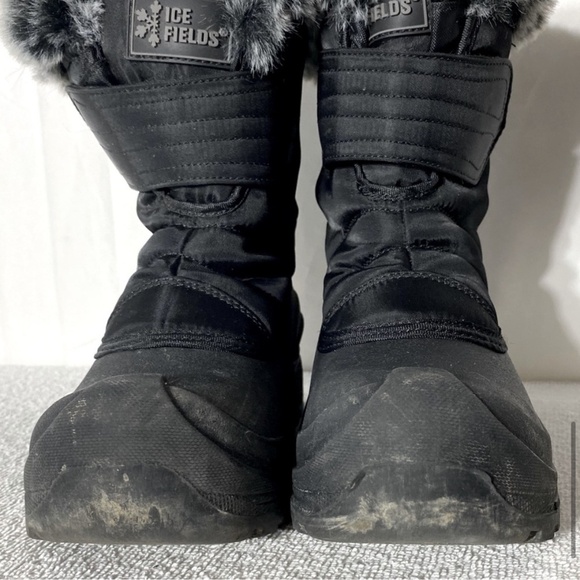 Ice Fields Black Insulated Short Winter Boots With Faux Fur Trim Ankle Boots 7 - Picture 12 of 14